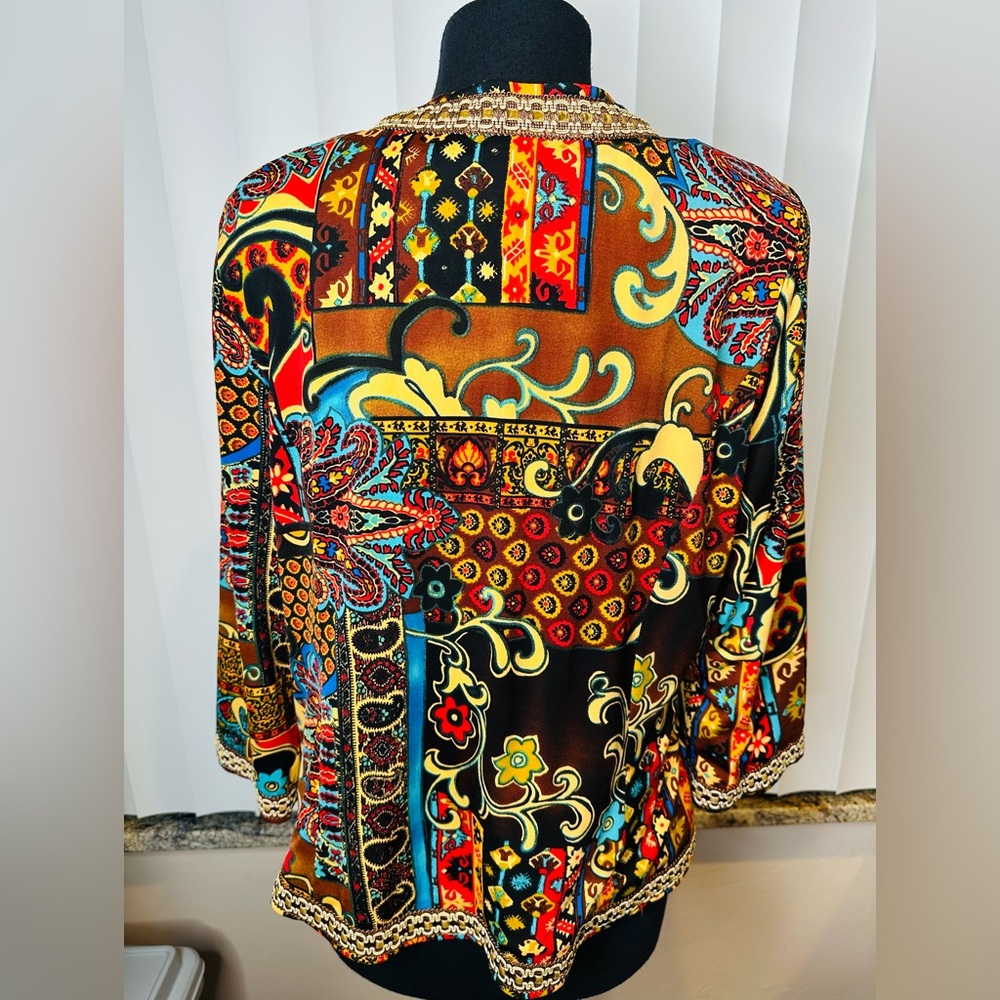 Joan Rivers Jacket Brown Patchwork Artsy Blazer G… - image 5